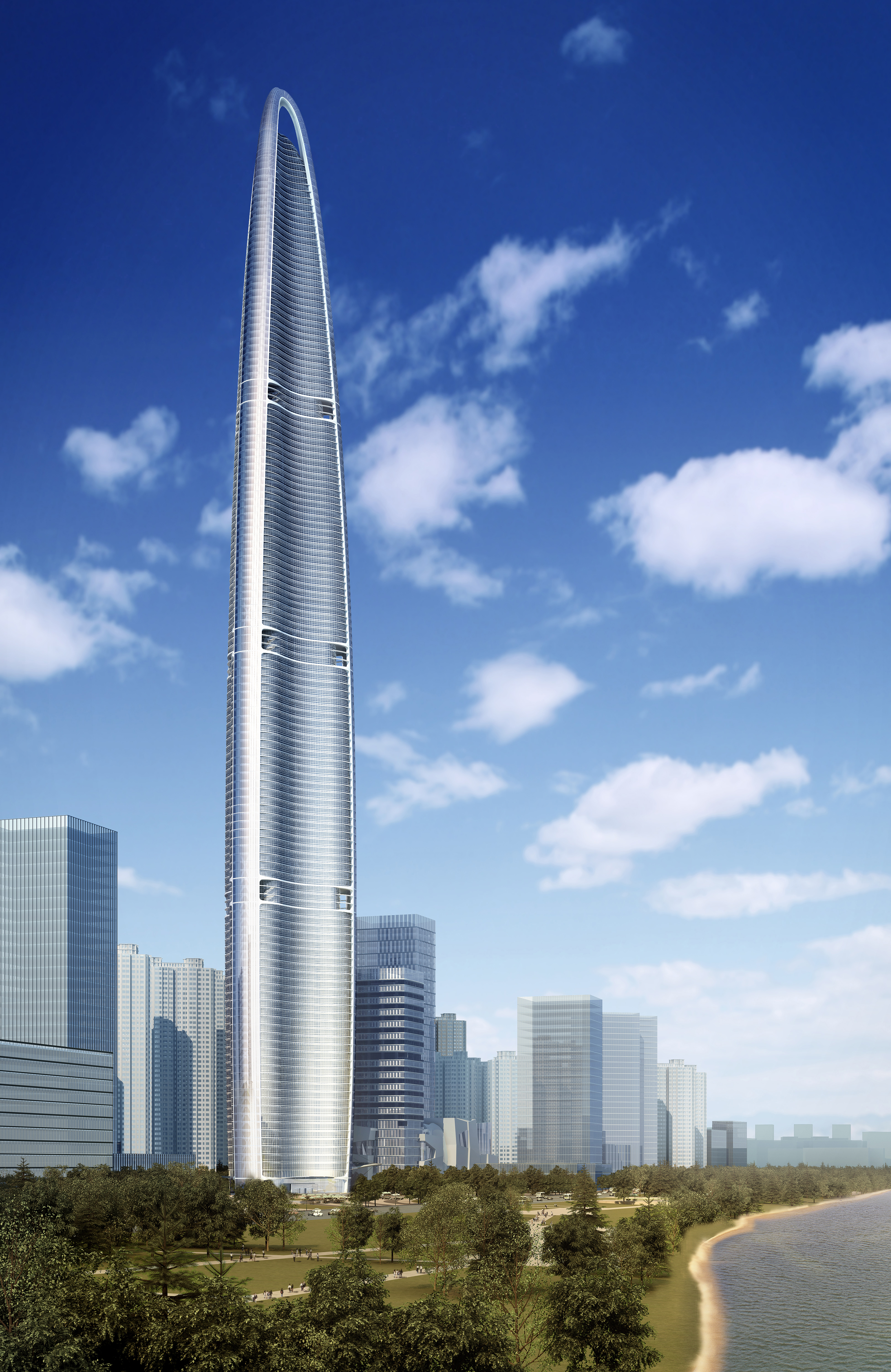王者风范??中国第一高楼武汉绿地636幕墙 安装高度突破200米